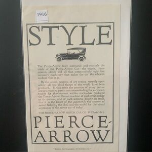 Vintage 1916 Pierce Arrow Motor Car Buffalo NY Style Ad Advertisement